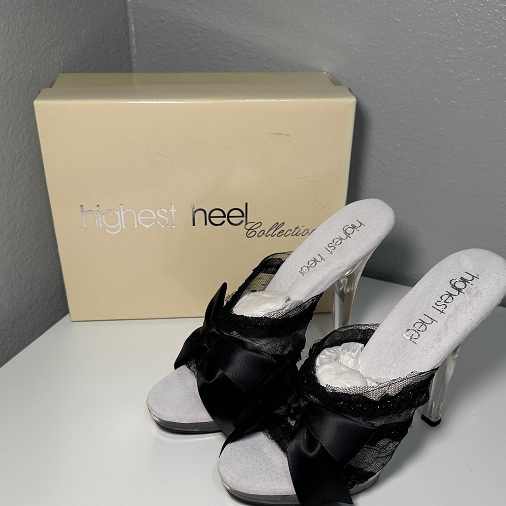 Highest heel collection, black lace heels